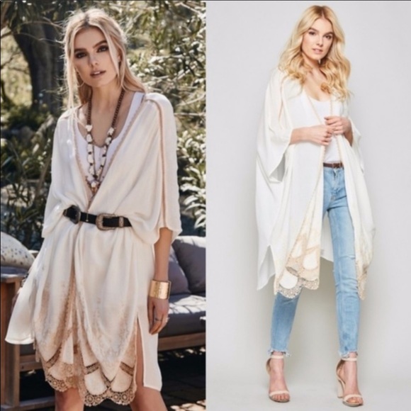 ✨🌟Ivory Lace Trim Kimono Cardigan🌟✨ - Picture 1 of 3
